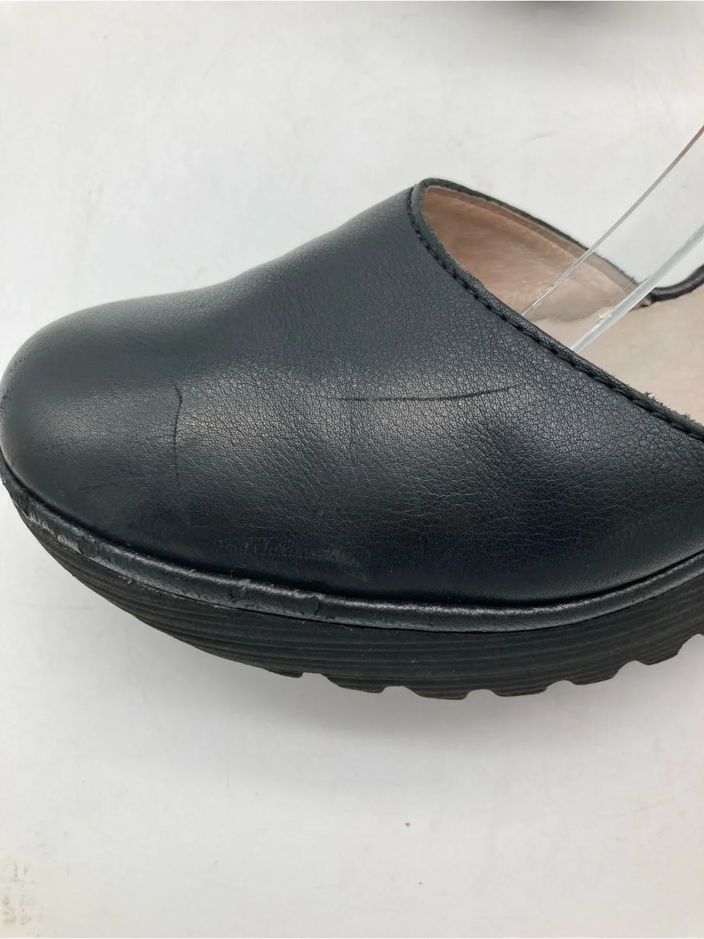 Fly London Yand709Fly Black Leather Ankle Strap Wedges